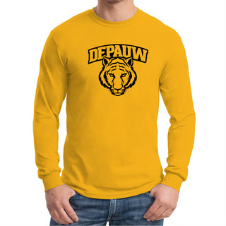 DePauw University Tigers Arch Logo Long Sleeve T-Shirt - Gold