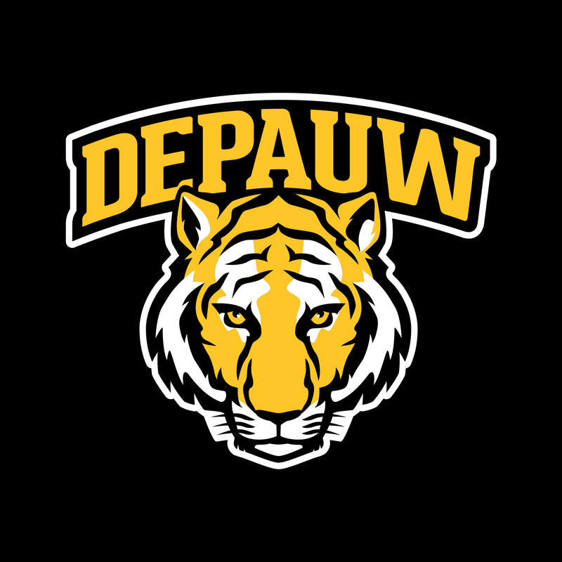 DePauw University Tigers Arch Logo Women's Short Sleeve T Shirt - Black