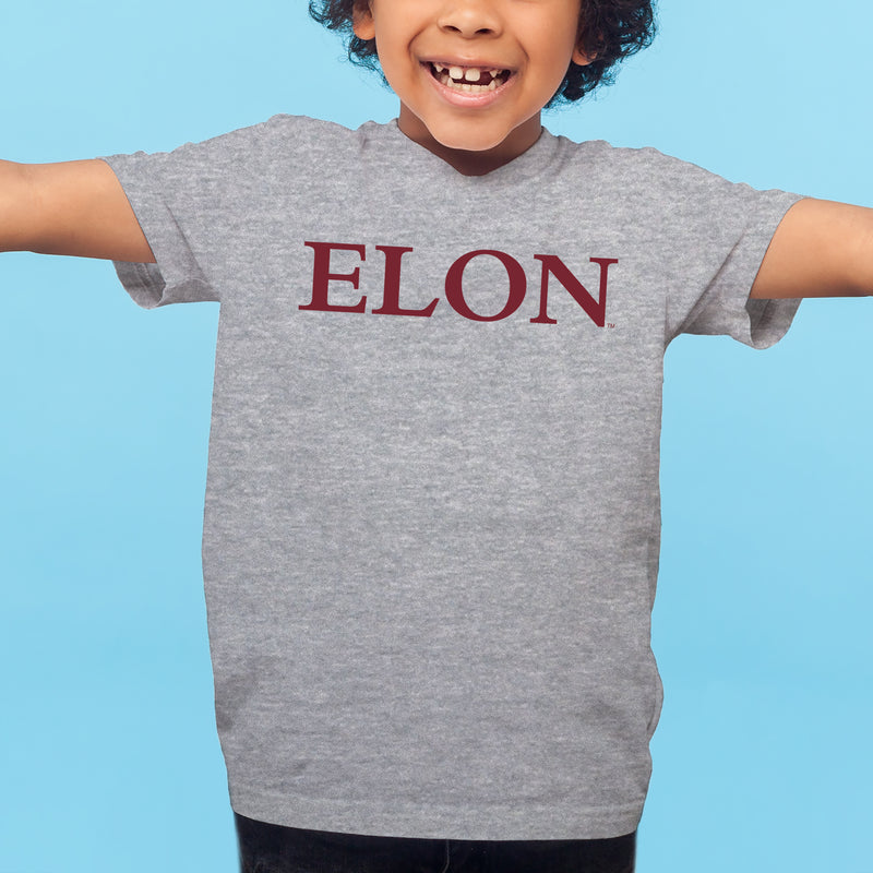 Elon Phoenix Basic Block Youth T Shirt - Sport Grey