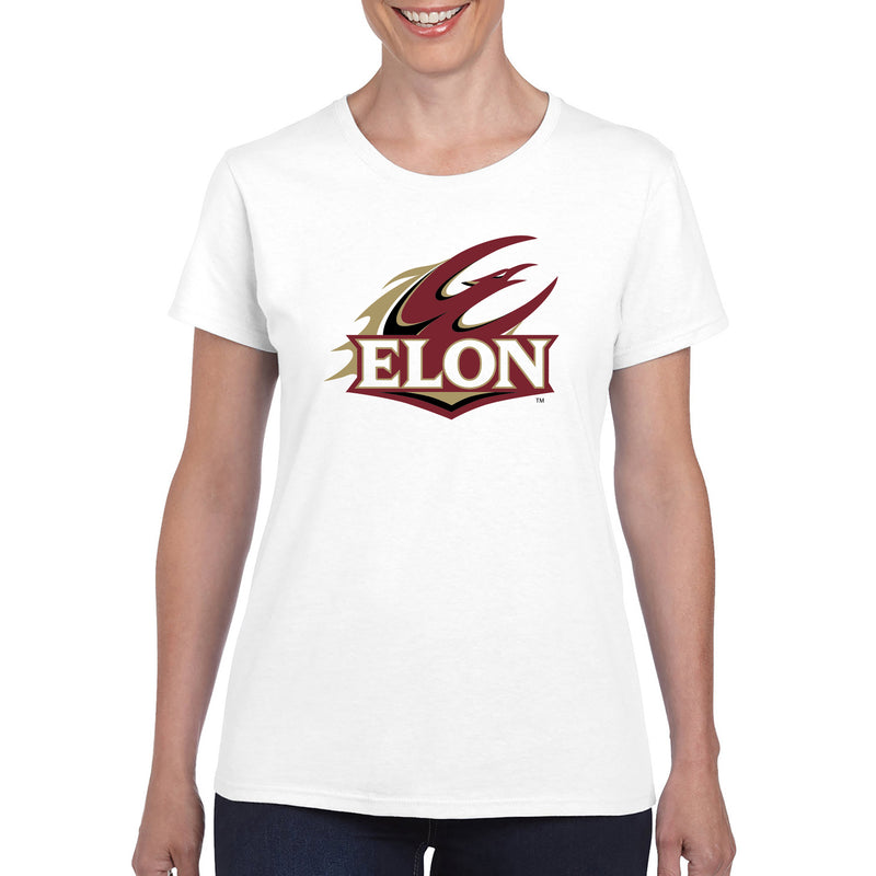 Elon University Phoenix Primary Logo Women's T Shirt - White