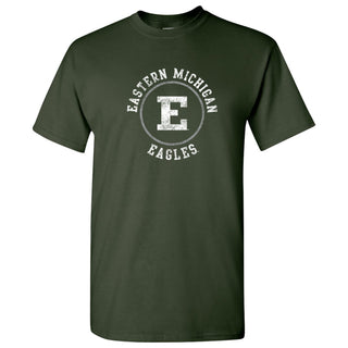 Eastern Michigan University Eagles Distressed Circle Logo Short Sleeve T Shirt - Forest