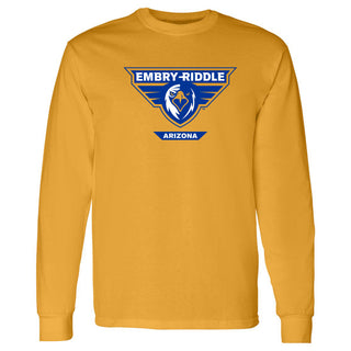 Embry-Riddle Aeronautical University Eagles Prescott Primary Logo Long Sleeve T Shirt - Gold