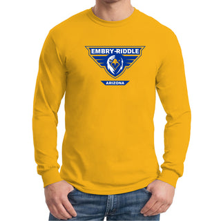 Embry-Riddle Aeronautical University Eagles Prescott Primary Logo Long Sleeve T Shirt - Gold