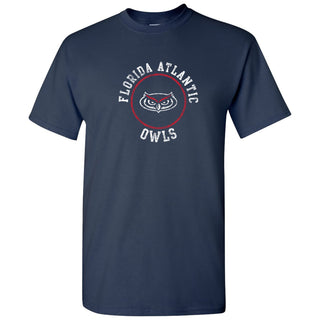 Florida Atlantic University Owls Distressed Circle Logo Short Sleeve T Shirt - Navy