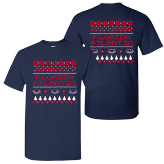 Florida Atlantic Holiday Sweater T-Shirt - Navy