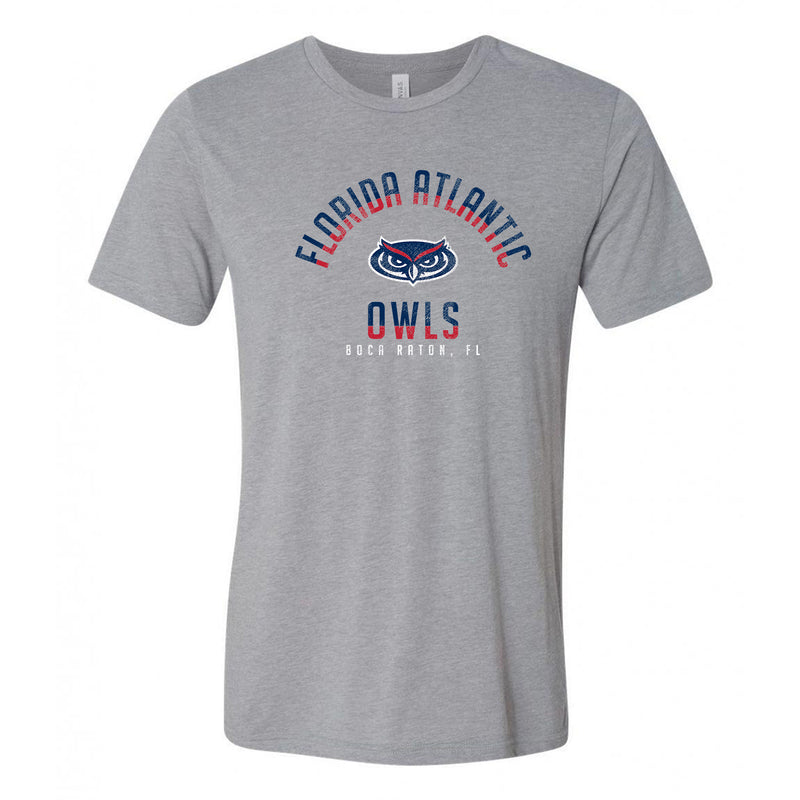 Florida Atlantic University Owls Division Arch Canvas Triblend Short Sleeve T Shirt - Athletic Grey