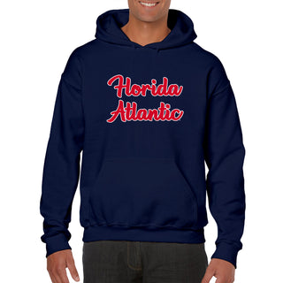 Florida Atlantic University Owls Basic Script Heavy Blend Hoodie - Navy