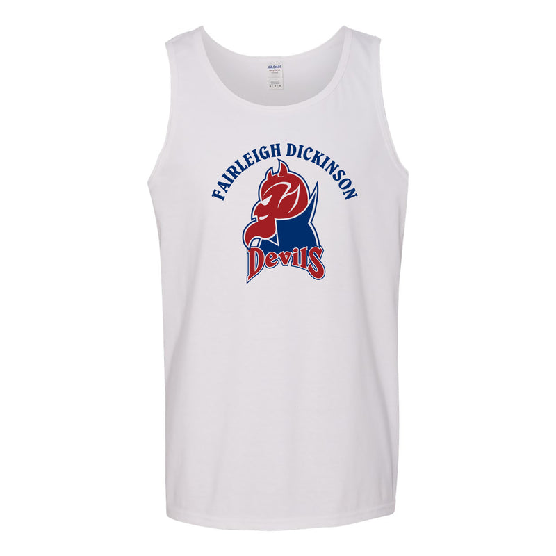 Fairleigh Dickinson University Devils Arch Logo Heavy Cotton Tank Top - White