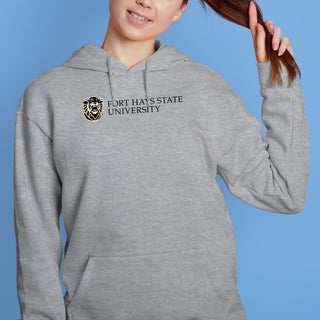 Fort Hays State Institutional Logo Hoodie - Sport Grey