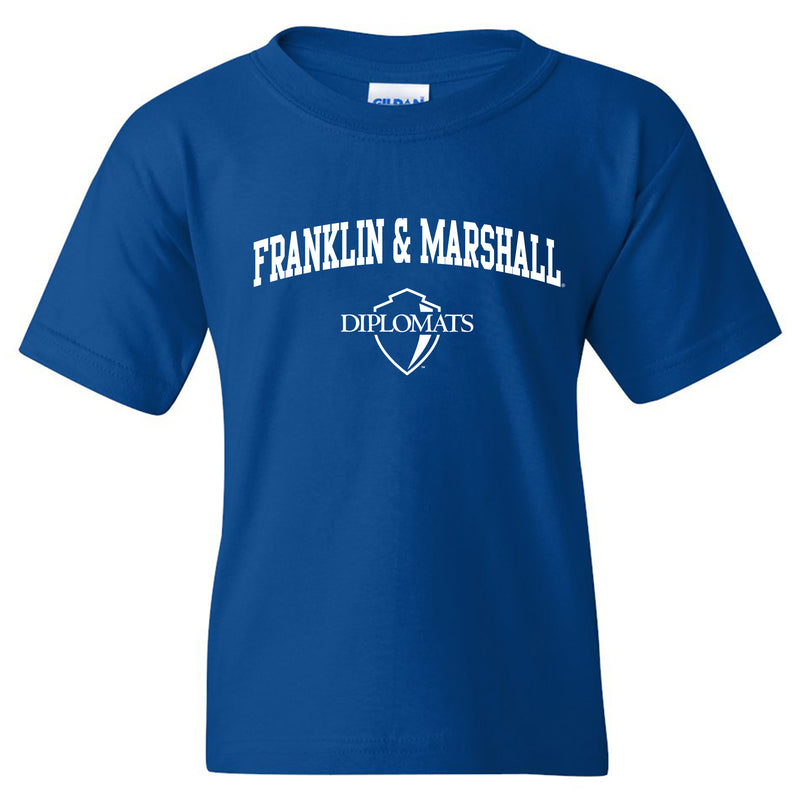 Franklin & Marshall College Diplomats Arch Logo Youth T Shirt - Royal