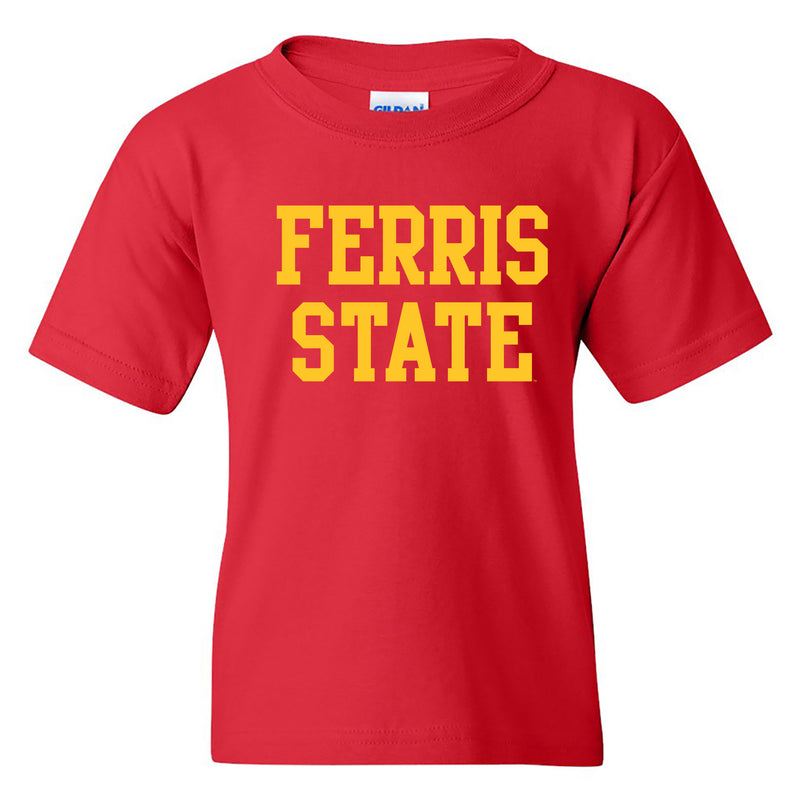 Ferris State University Bulldogs Basic Block Youth T Shirt - Red