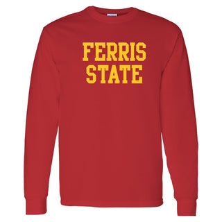 Ferris State University Bulldogs Basic Block Long Sleeve T Shirt - Red