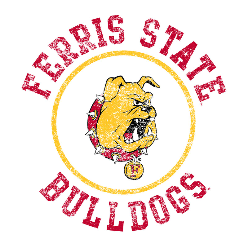 Ferris State Bulldogs Distressed Circle Logo T Shirt - White