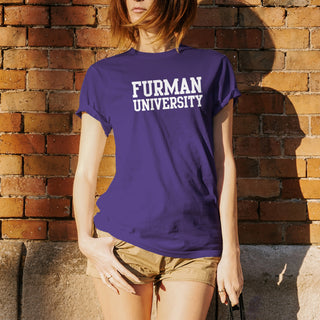 Furman University Paladins Basic Block Short Sleeve T Shirt - Purple