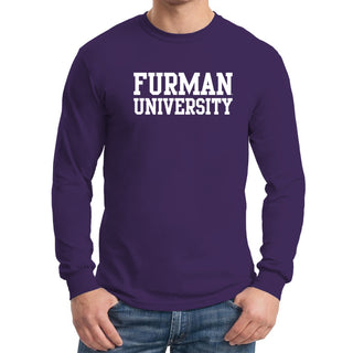 Furman University Paladins Basic Block Long Sleeve T Shirt - Purple