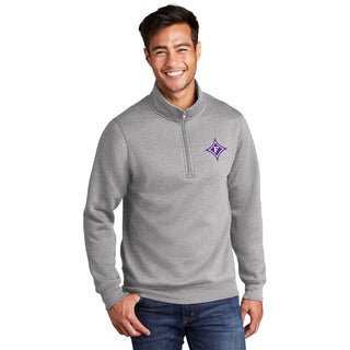 Furman Paladins Primary Logo Left Chest 1/4 Zip Sweatshirt - Athletic Heather