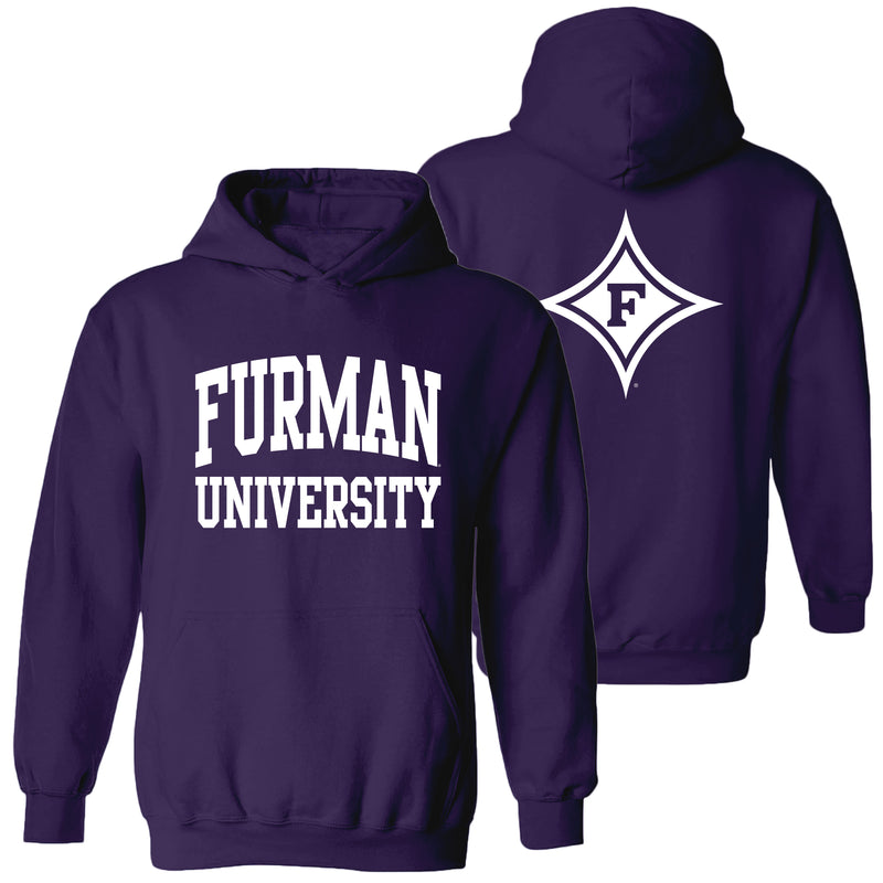 Furman University Paladins Front Back Print Hoodie - Purple