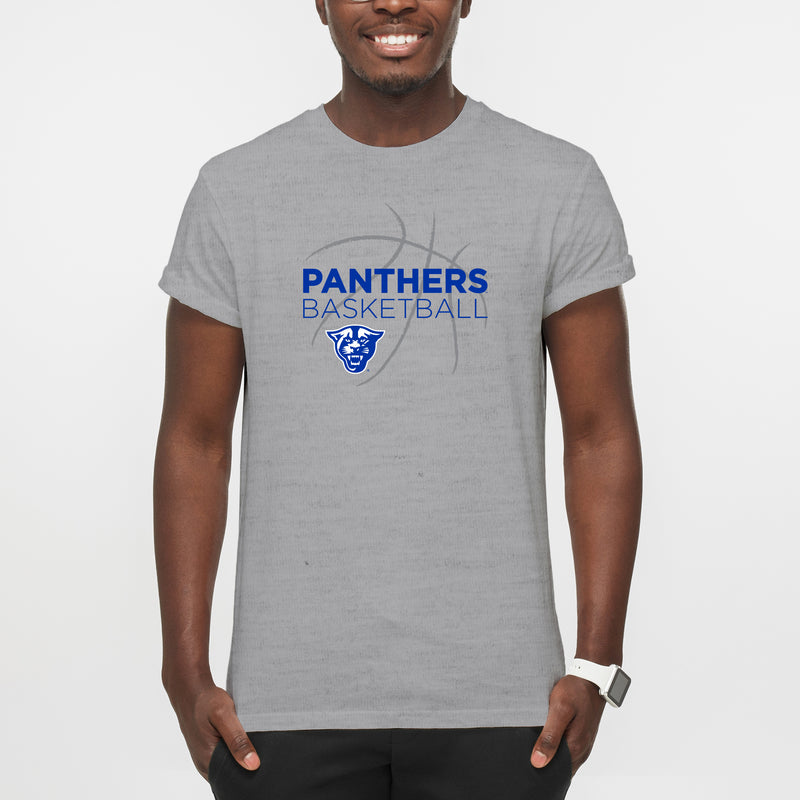 Georgia State University Panthers Basketball Sketch Basic Cotton Short Sleeve T Shirt - Sport Grey