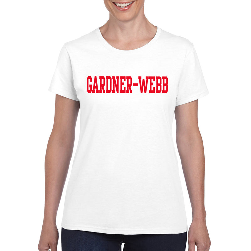 Gardner-Webb University Bulldogs Basic Block Cotton Short Sleeve Women's T Shirt - White