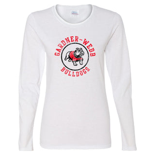 Gardner-Webb Bulldogs Distressed Circle Logo Womens Long Sleeve T Shirt - White