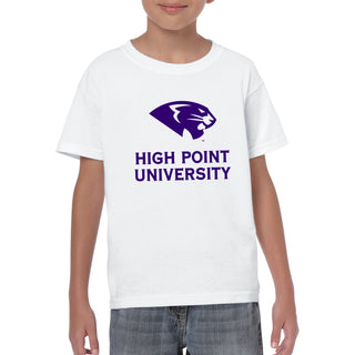 High Point University Panthers Primary Logo Short Sleeve Youth T Shirt - White