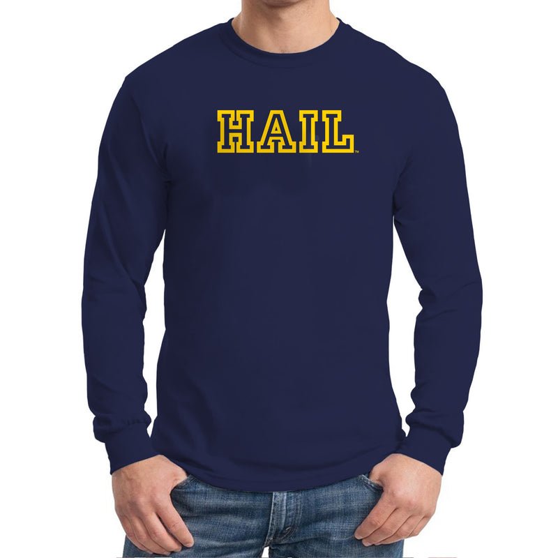 Hail Outline University of Michigan Bella Sponge Fleece Crewneck Sweatshirt - Navy Triblend