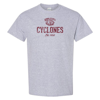 Iowa State University Cyclones Established Arch Logo Short Sleeve T Shirt - Sport Grey