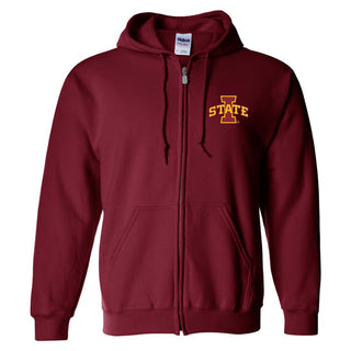 Iowa State University Cyclones Primary Logo Left Chest Zip Hoodie - Cardinal