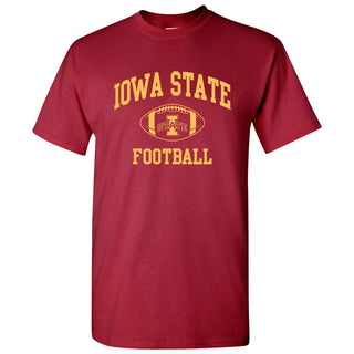 Iowa State University Cyclones Classic Football Arch Short Sleeve T Shirt - Cardinal