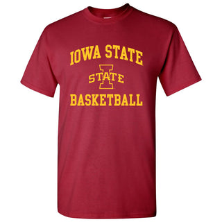 Iowa State University Cyclones Arch Logo Basketball Short Sleeve T Shirt - Cardinal