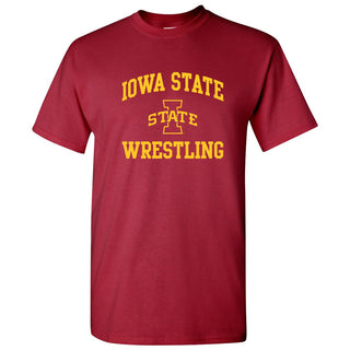 Iowa State University Cyclones Arch Logo Wrestling Short Sleeve T Shirt - Cardinal