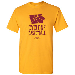 Iowa State University Cyclones Basketball Brush State Short Sleeve T Shirt - Gold