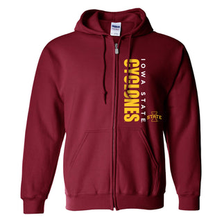 Iowa State University Cyclones Vertical Block Zip Hoodie - Cardinal