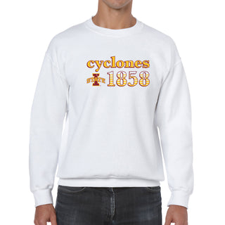 Iowa State University Cyclones Throwback Year Stripe Crewneck - White