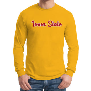 Iowa State University Cyclones Basic Script Basic Cotton Long Sleeve T Shirt - Gold