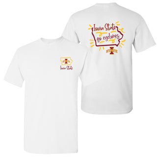 Iowa State University Cyclones Playful Sketch Basic Cotton Short Sleeve T Shirt - White