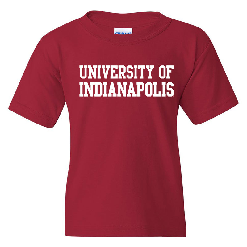 University of Indianapolis Greyhounds Basic Block Cotton Youth T-Shirt - Cardinal