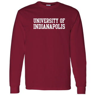 University of Indianapolis Greyhounds Basic Block Cotton Long Sleeve T-Shirt - Cardinal