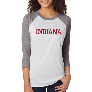 Indiana University Hoosiers Basic Block Raglan - Heather White/Premium Heather