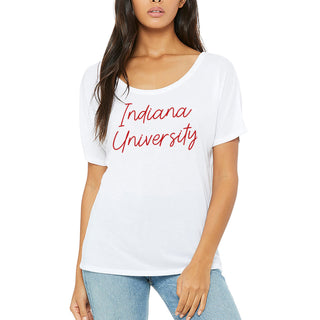 Indiana University Hoosiers Sweet Script Slouchy Short Sleeve T-Shirt - White