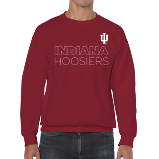 Indiana University Hoosiers Modern Outline Crewneck Sweatshirt - Cardinal