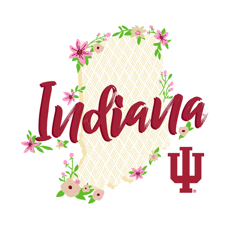 Indiana University Hoosiers Floral State Outline Comfort Colors Short Sleeve T Shirt - White