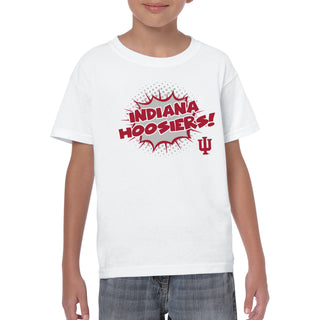 Indiana University Hoosiers Comic Blast Youth Basic Cotton Short Sleeve T-Shirt - White