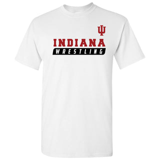 Indiana University Hoosiers Wrestling Slant Basic Cotton Short Sleeve T Shirt - White