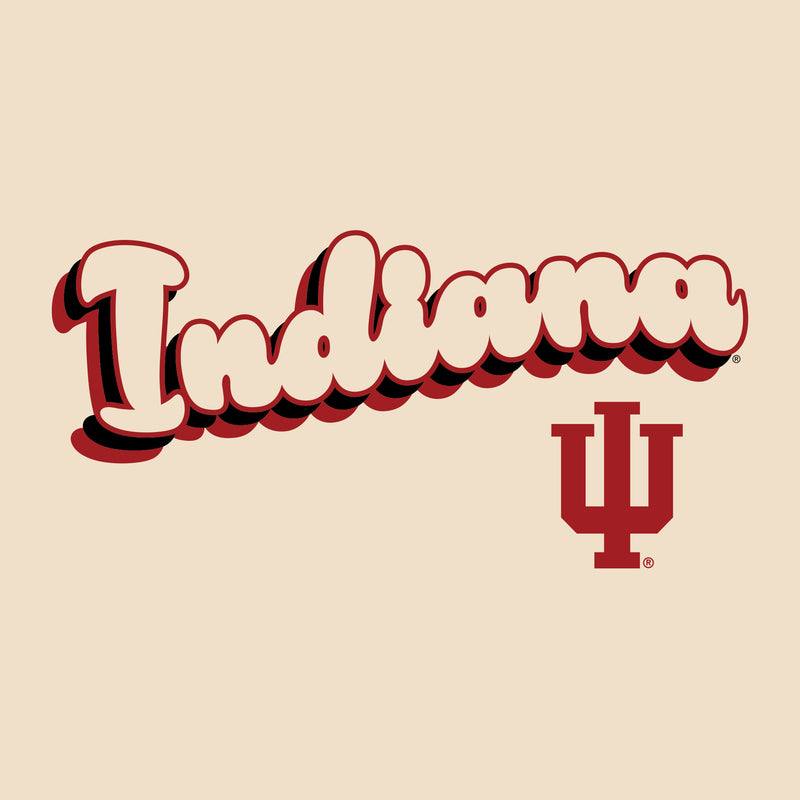 Indiana University Hoosiers Groovy Script Logo Ringer T Shirt - Natural/Black