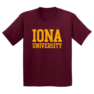 Iona University Gaels Basic Block Cotton Youth Short Sleeve T Shirt - Maroon