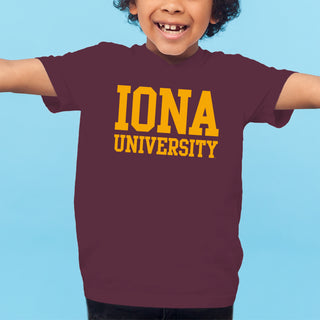 Iona University Gaels Basic Block Cotton Youth Short Sleeve T Shirt - Maroon