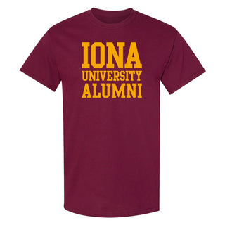 Iona University Gaels Alumni Basic Block Cotton Short Sleeve T Shirt - Maroon