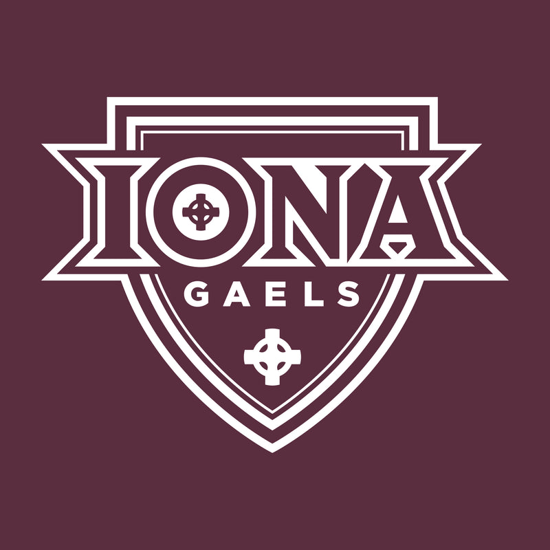 Iona University Gaels Primary Logo Basic Cotton Womens Short Sleeve T Shirt - Maroon