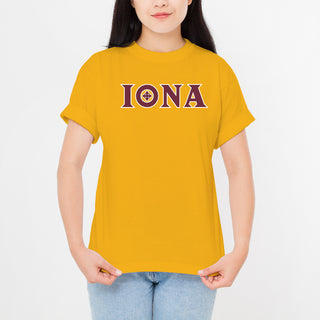 Iona University Gaels Secondary Logo Basic Cotton Short Sleeve T Shirt - Gold